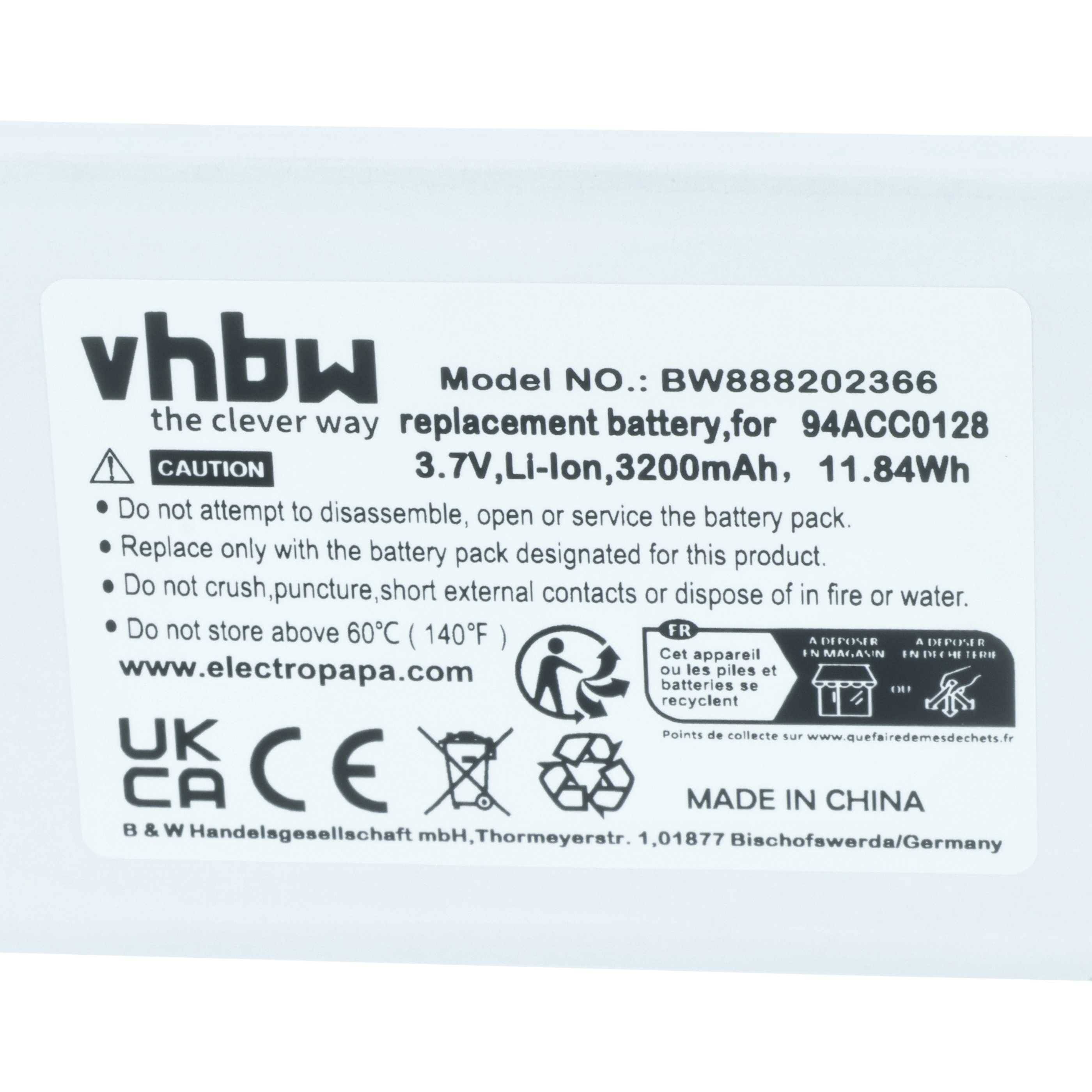 vhbw 5x Akku kompatibel mit Datalogic Axist, DL-Axist Handheld Computer Scanner (3200 mAh, 3,8 V, Li-Ion)