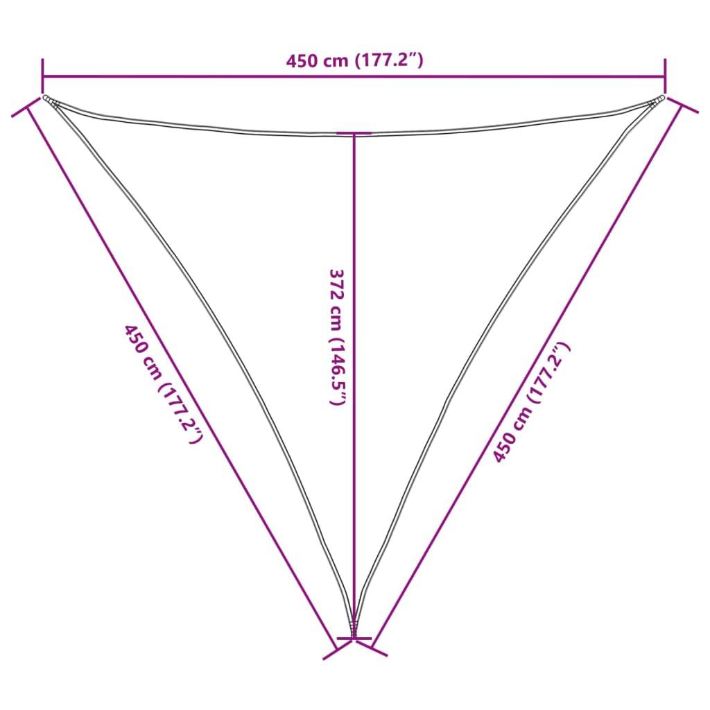 vidaXL Sonnensegel Oxford-Gewebe Dreieckig 4,5x4,5x4,5 m Creme