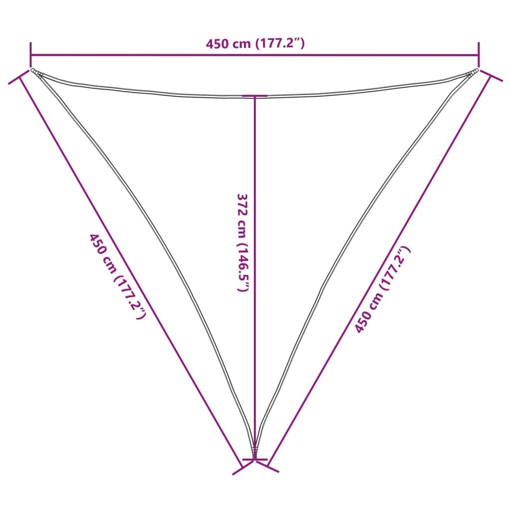 vidaXL Sonnensegel Oxford-Gewebe Dreieckig 4,5x4,5x4,5 m Weiß