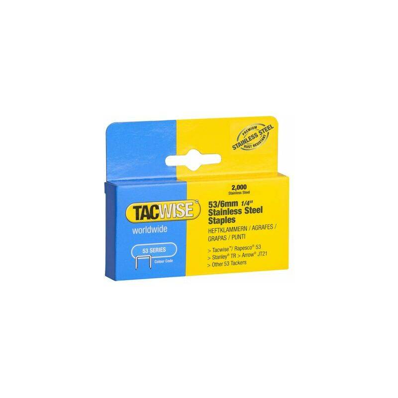 TACWISE Heftklammern 53/8 mm, Edelstahl, 2.000 Stück