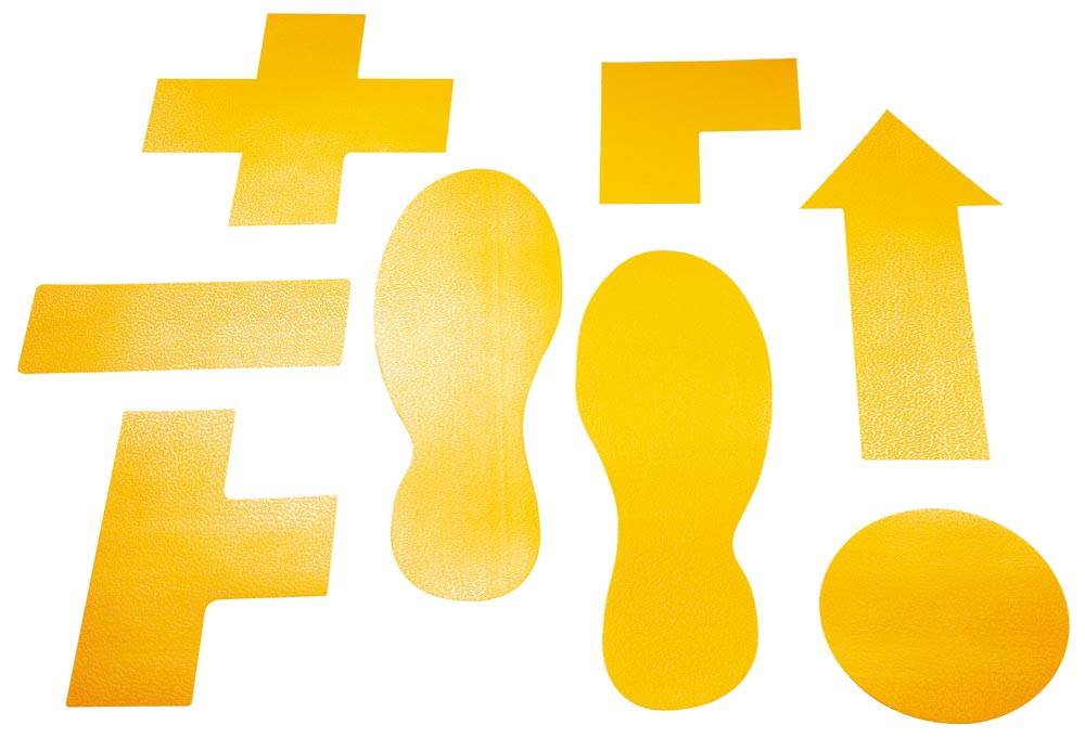 Bodenmarkierung, selbstklebend, Strich-Form, LxB 150x50 mm, Farbe gelb, VE 20 St