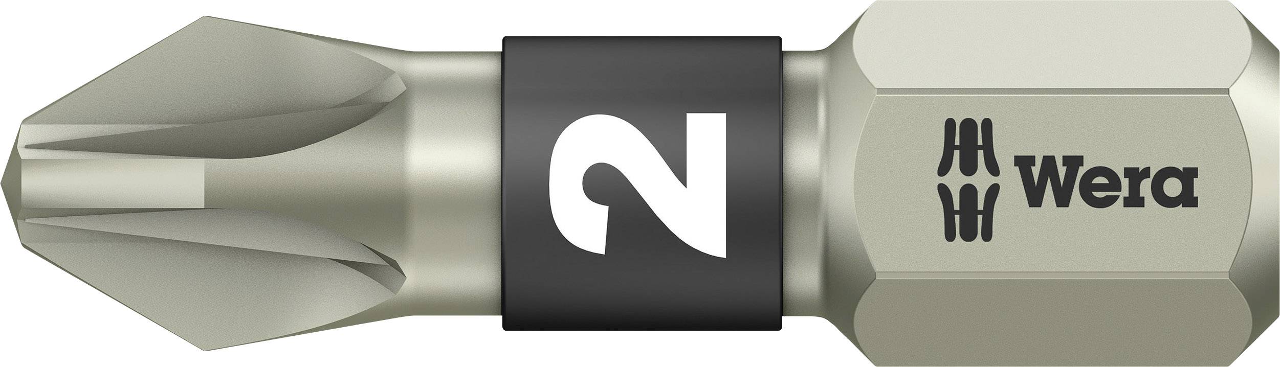 Ein Bit mit Kreuzschlitz-Spitze von Wera, Größe '2', in silbernem Metall.