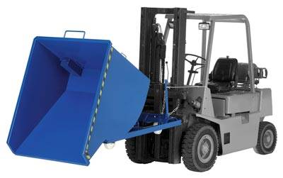 Selbstkipper mit Abrollsystem, fahrbar, Volumen 0,3 cbm, Traglast 750 kg, LxBxH
