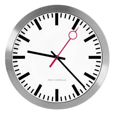 Funkwanduhr, Bahnhofsuhr, Aluminium, 30 cm durchm.