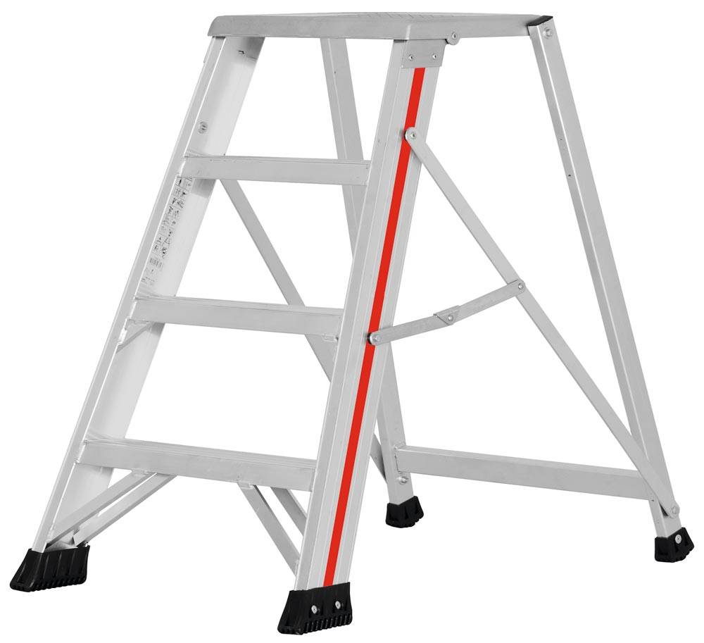 Service- und Montagetritt aus Aluminium, 4 Stufen, Standhöhe 840 mm, 80 mm tiefe