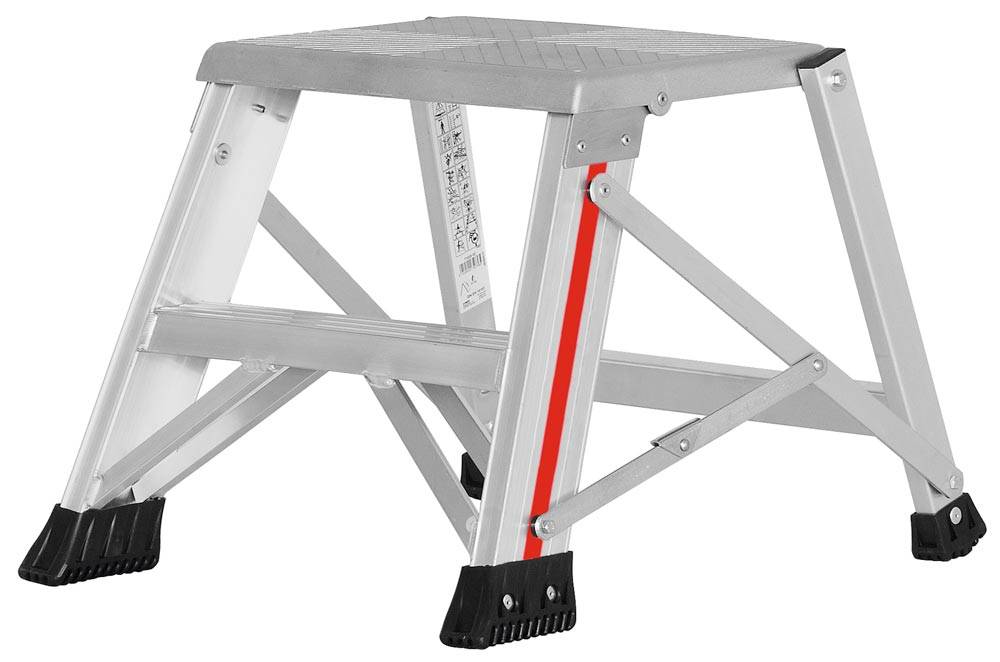 Service- und Montagetritt aus Aluminium, 2 Stufen, Standhöhe 420 mm, 80 mm tiefe