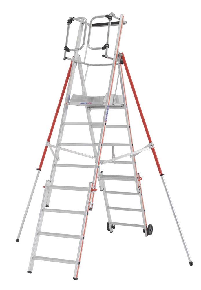 Alu-Plattformleiter Teleskop-Ausführung 6 - 10 Sprossen inkl. Plattform. HYMER 111424 49