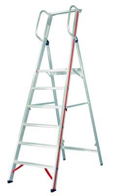 Plattformleiter mit Handlauf, klappbar, Podesthöhe ohne Geländer 1400 mm, 6 Stufen