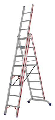 Allzweckleiter, 3-tlg., 3x7 Sprossen,Leiterl. 4950 mm, als Stehleiter 3420 mm