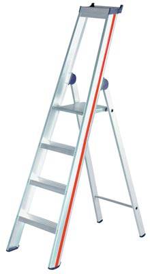 Stufen-Stehleiter, einseitig begehbar, mit tiefer Ablageschale + Einhängemöglich