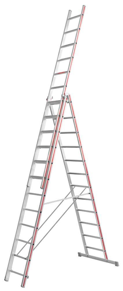 Allzweckleiter, 3-tlg., 3x14 Sprossen,Leiterl. 9720 mm, als Stehleiter 6530 mm