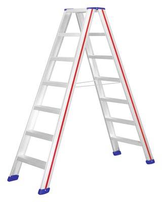 Stufen-Stehleiter, beidseitig begehbar, inkl. Spreizsicherung, Höhe 1150 mm, 2x5