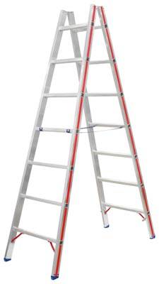 Hymer Sprossenstehleiter mit profiliertem Strangpressprofil 2x7 Sprossen