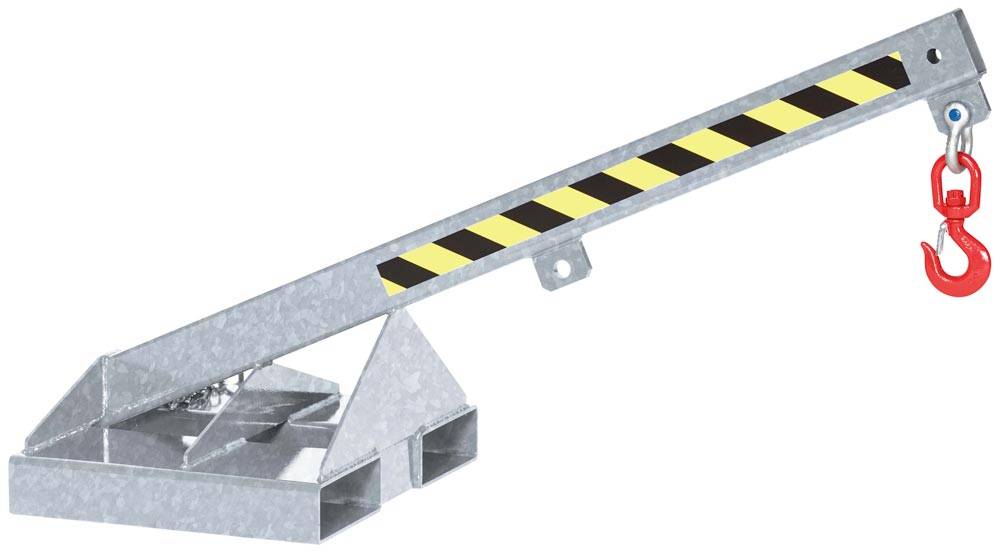 Kranarm für Gabelstapler, Länge 1390 mm, Traglast 350-1000 kg, starr, Neigung 25