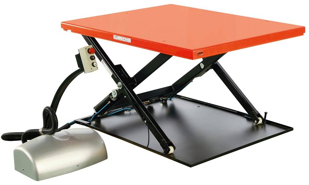 Flachform-Hubtisch, Traglast 1000 kg, geschlossene Tischplatte LxB 1450x1140 mm,