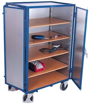 Kastenwagen, Stahlblechwände, 1 Doppelflügeltür, 5 Ladeflächen LxB 1045x685 mm,