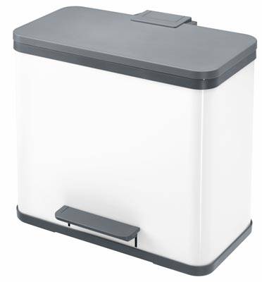 Hailo öko duo plus L 0630-230 Mülleimer 26 l Stahlblech (L x B x H) 34 cm x 470 mm x 430 mm Weiß Fuß-Tretmechanik 1 St.