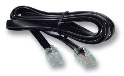 Modularkabel schwarz, 2 x RJ10 (4/4) -- Stecker, 1:1, 0,3 m Kupferverkabelung Telekom + LSA Systeme