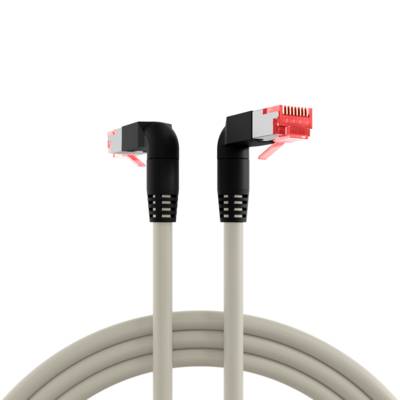 RJ45 Patchkabel Cat.6A S/FTP LSZH, Draka UC900 TM21 2x90° grau 2m Kupferverkabelung
