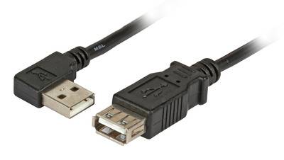 USB2.0 Verlängerungskabel A (gewinkelt) -- - A St.-Bu., 1,0m, schwarz, Classic Multimedia USB