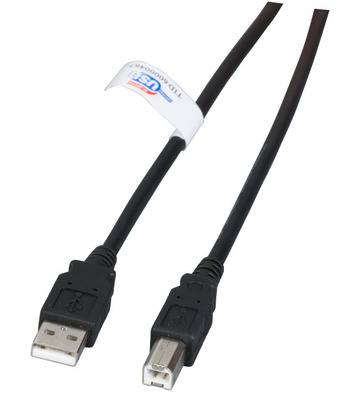 USB2.0 Anschlusskabel A-B, St.-St. -- 0,5m, schwarz, LSZH Multimedia USB Kabel