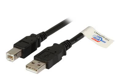 USB2.0 Anschlusskabel A-B, St.-St. -- 1,5m, schwarz, Premium Multimedia USB Kabel