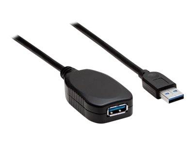 Manhattan USB-Kabel USB 3.2 Gen1 (USB 3.0 / USB 3.1 Gen1) USB-A Stecker, USB-A Buchse 5.00 m Schwarz 150712