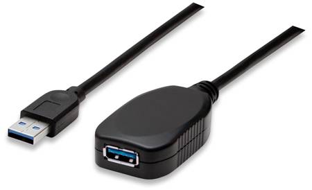 Manhattan USB-Kabel USB 3.2 Gen1 (USB 3.0 / USB 3.1 Gen1) USB-A Stecker, USB-A Buchse 5.00 m Schwarz 150712
