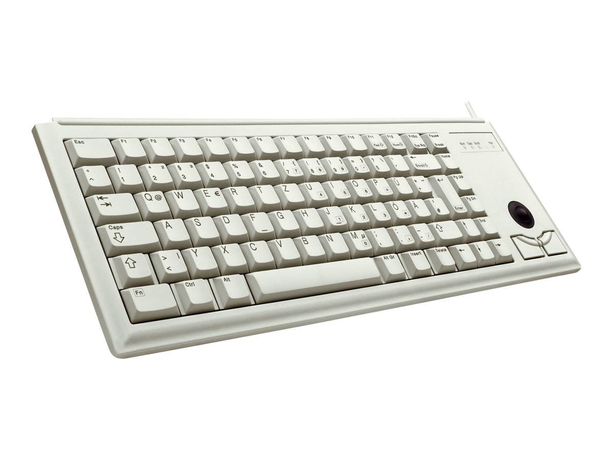 CHERRY Compact-Keyboard G84-4400 USB Tastatur Deutsch, QWERTZ Grau Integrierter Trackball, Maustasten