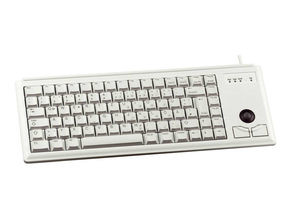 CHERRY Compact-Keyboard G84-4400 USB Tastatur Deutsch, QWERTZ Grau Integrierter Trackball, Maustasten