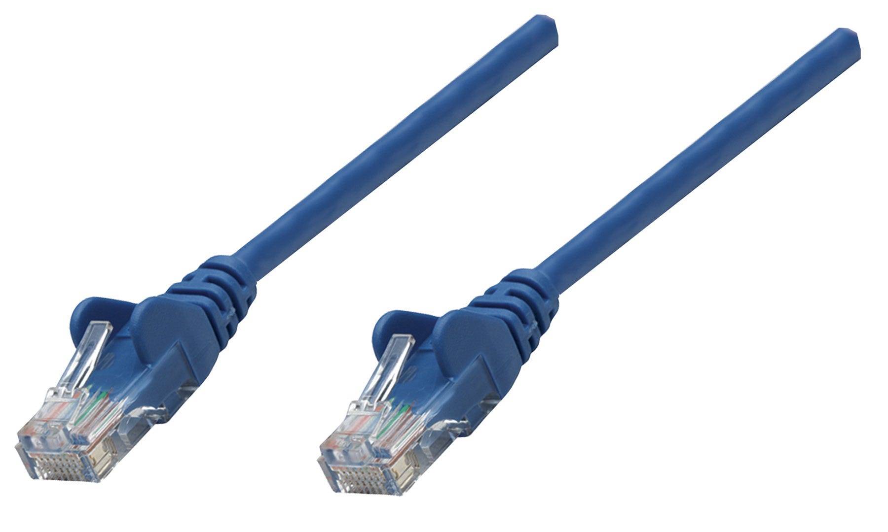 Intellinet 739832 RJ45 Netzwerkkabel, Patchkabel CAT 6 S/FTP 0.25 m Blau Folienschirm, Geflechtschirm, Halogenfrei 1 St.