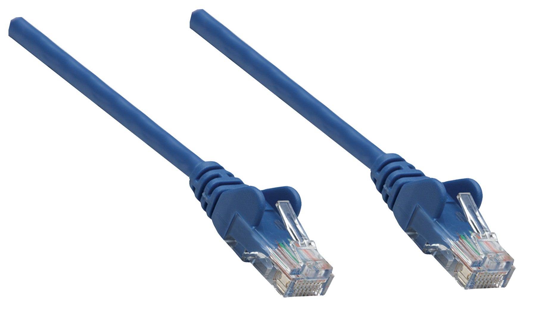 Intellinet 739832 RJ45 Netzwerkkabel, Patchkabel CAT 6 S/FTP 0.25 m Blau Folienschirm, Geflechtschirm, Halogenfrei 1 St.