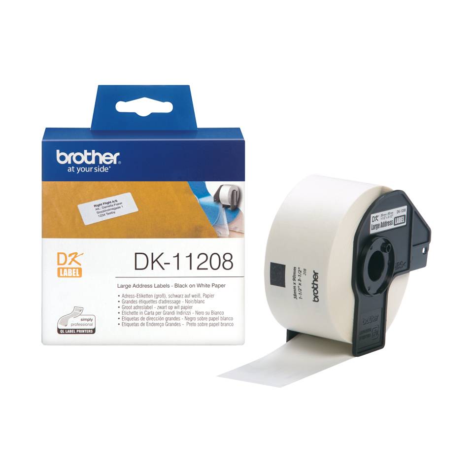 Brother DK-11208 Etiketten Rolle 39 x 90 mm Papier Weiß 400 St. Permanent haftend DK11208 Adress-Etiketten