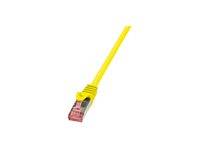LogiLink CQ2027S RJ45 Netzwerkkabel, Patchkabel CAT 6 S/FTP 0.50 m Gelb Flammwidrig, mit Rastnasenschutz 1 St.