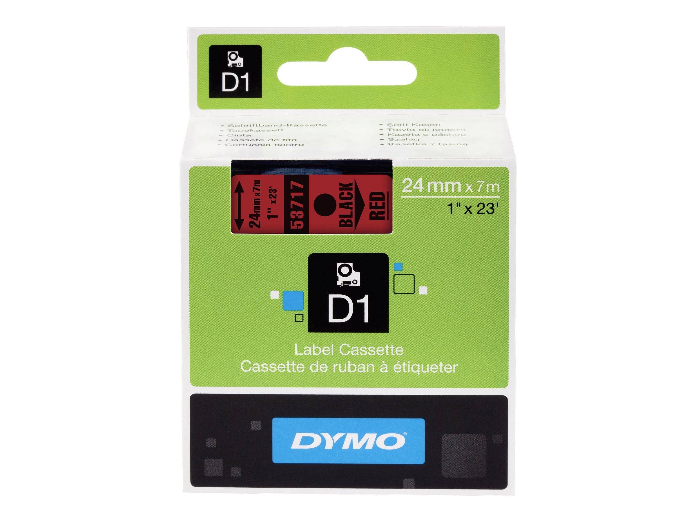 Schriftband DYMO D1 53717 Bandfarbe: Rot Schriftfarbe:Schwarz 24 mm 7 m