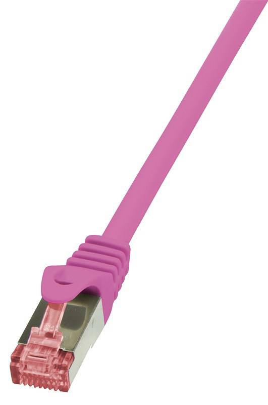 LogiLink CQ2079S RJ45 Netzwerkkabel, Patchkabel CAT 6 S/FTP 5.00 m Pink Flammwidrig, mit Rastnasenschutz 1 St.