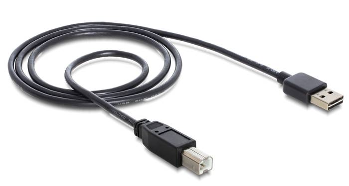 Delock USB-Kabel USB 2.0 USB-A Stecker, USB-B Stecker 3.00 m Schwarz beidseitig verwendbarer Stecker, vergoldete Steckkontakte, UL-zertifiziert