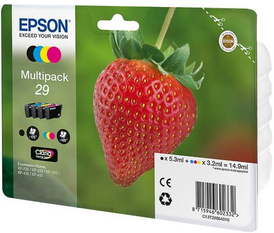 Epson Druckerpatrone T2986, 29 Original Kombi-Pack Schwarz, Cyan, Magenta, Gelb C13T29864010
