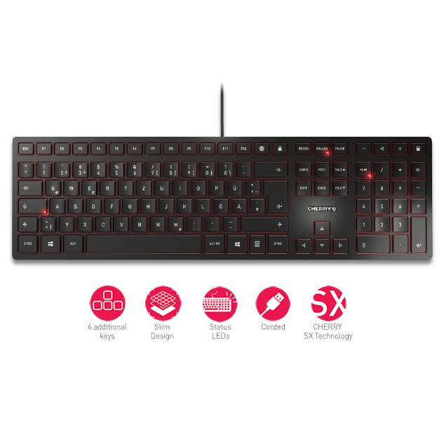 CHERRY KC6000 Slim USB Tastatur Englisch, QWERTY Schwarz