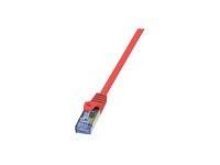 LogiLink CQ3014S RJ45 Netzwerkkabel, Patchkabel CAT 6a S/FTP 0.25 m Rot Flammwidrig, mit Rastnasenschutz 1 St.