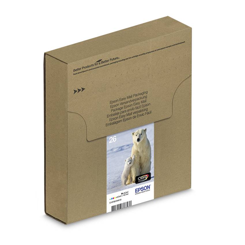 Epson Druckerpatrone T2616, 26 Easy Mail Packaging Original Kombi-Pack Schwarz, Cyan, Magenta, Gelb C13T26164511