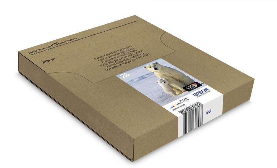 Epson Druckerpatrone T2616, 26 Easy Mail Packaging Original Kombi-Pack Schwarz, Cyan, Magenta, Gelb C13T26164511