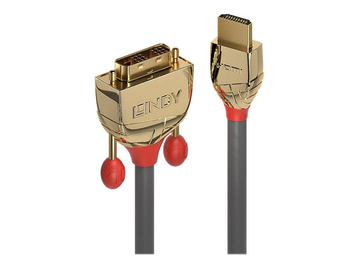LINDY HDMI / DVI Adapterkabel HDMI-A Stecker, DVI-D 18+1pol. Stecker 15.00 m Gold 36199 HDMI-Kabel