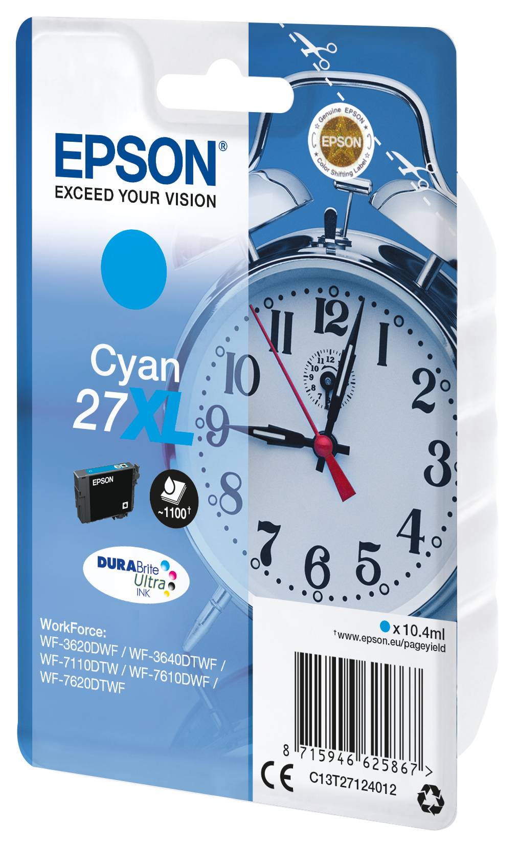 Epson Druckerpatrone T2712, 27XL Original Cyan C13T27124012