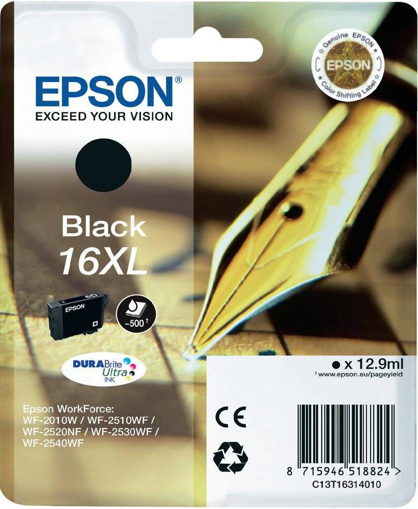 Epson 16XL - 12.9 ml - XL - Schwarz - originalTintenpatrone - für WorkForce