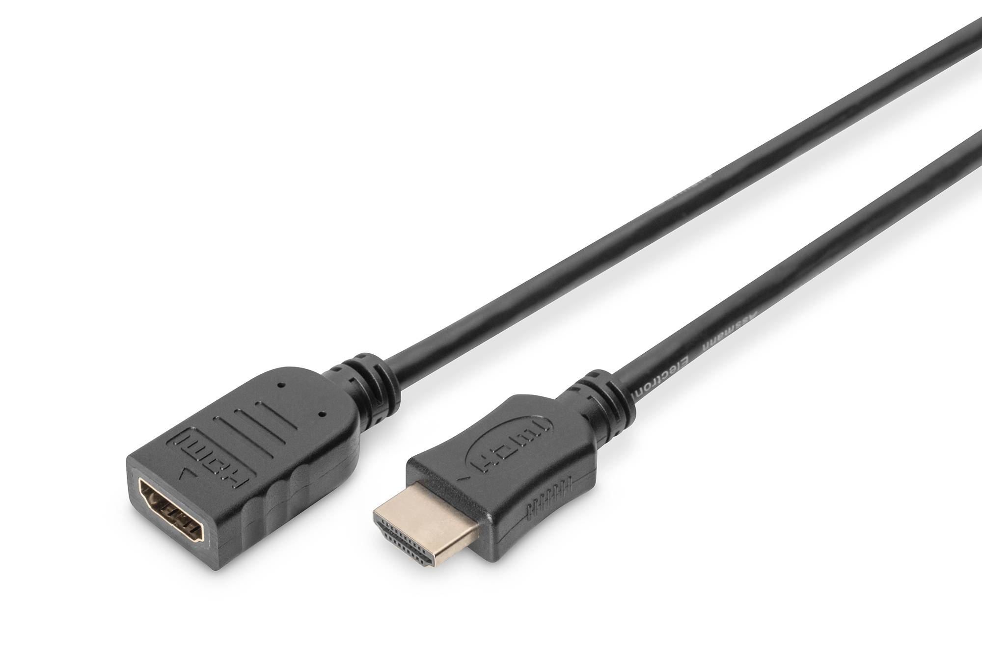 Digitus HDMI Verlängerungskabel HDMI-A Stecker, HDMI-A Buchse 3.00 m Schwarz AK-330201-030-S 4K UHD, Rund, vergoldete Steckkontakte, dreifach