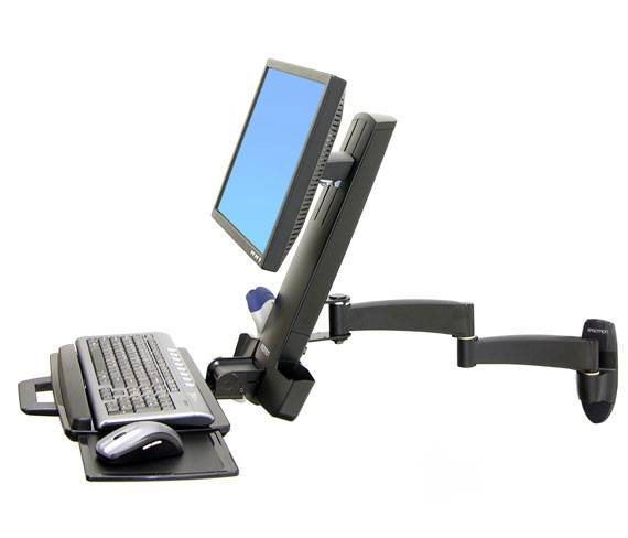 Ergotron Combo Arm Serie 200 1fach Monitor-Wandhalterung 25,4 cm (10") - 61,0 cm (24") Schwarz Tastaturablage, Neigbar, Schwenkbar, Rotierbar