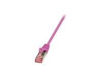 LogiLink CQ2049S RJ45 Netzwerkkabel, Patchkabel CAT 6 S/FTP 1.50 m Pink Flammwidrig, mit Rastnasenschutz 1 St.
