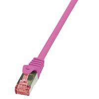 LogiLink CQ2049S RJ45 Netzwerkkabel, Patchkabel CAT 6 S/FTP 1.50 m Pink Flammwidrig, mit Rastnasenschutz 1 St.