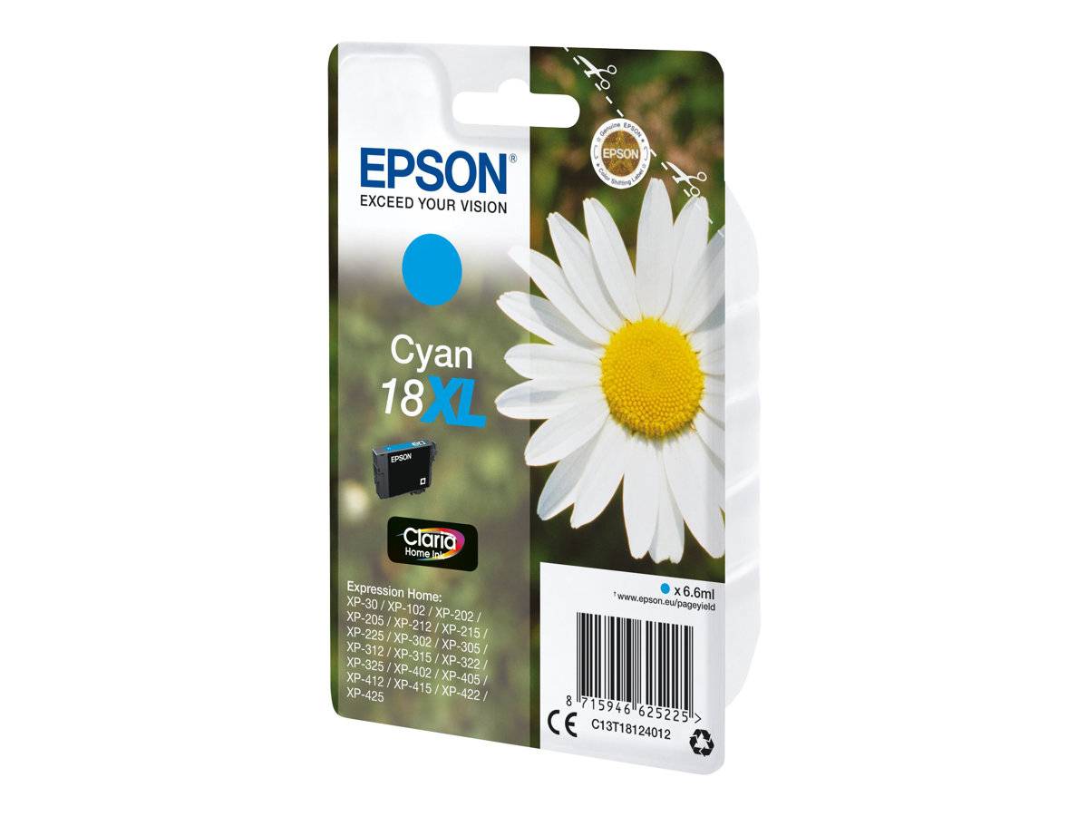 Epson Druckerpatrone T1812, 18XL Original Cyan C13T18124012